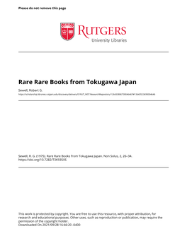 Rare Rare Books from Tokugawa Japan