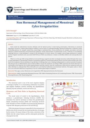 Non Hormonal Management of Menstrual Cylce Irregularities