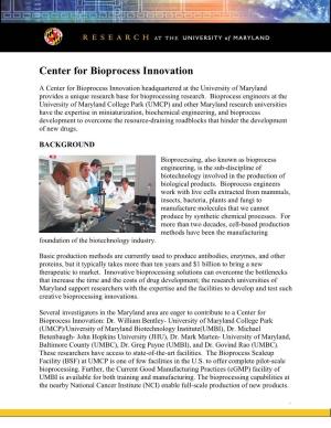 Center for Bioprocess Innovation