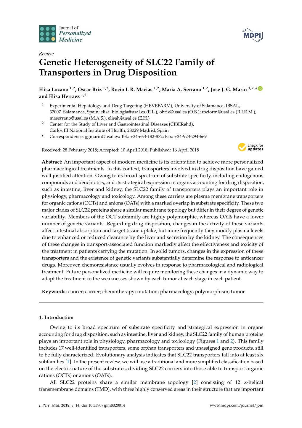 Genetic Heterogeneity of SLC22 Family of Transporters in Drug Disposition