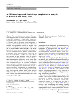 A GIS-Based Approach in Drainage Morphometric Analysis of Kanhar River Basin, India