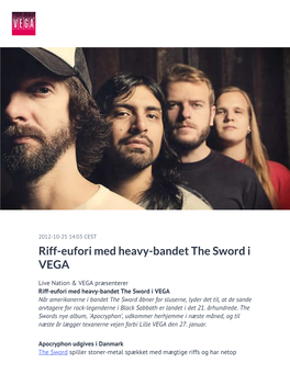 Riff-Eufori Med Heavy-Bandet the Sword I VEGA