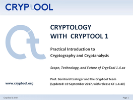 Cryptology Using Cryptool V1.4.40