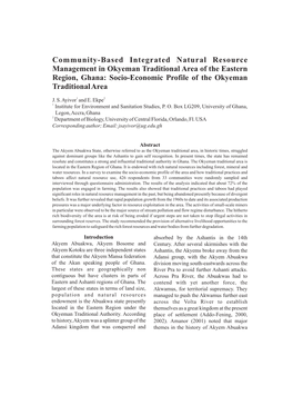 Socio-Economic Profile of the Okyeman Traditional Area