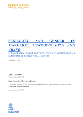 Sexuality and Gender in Margaret Atwood's Oryx And