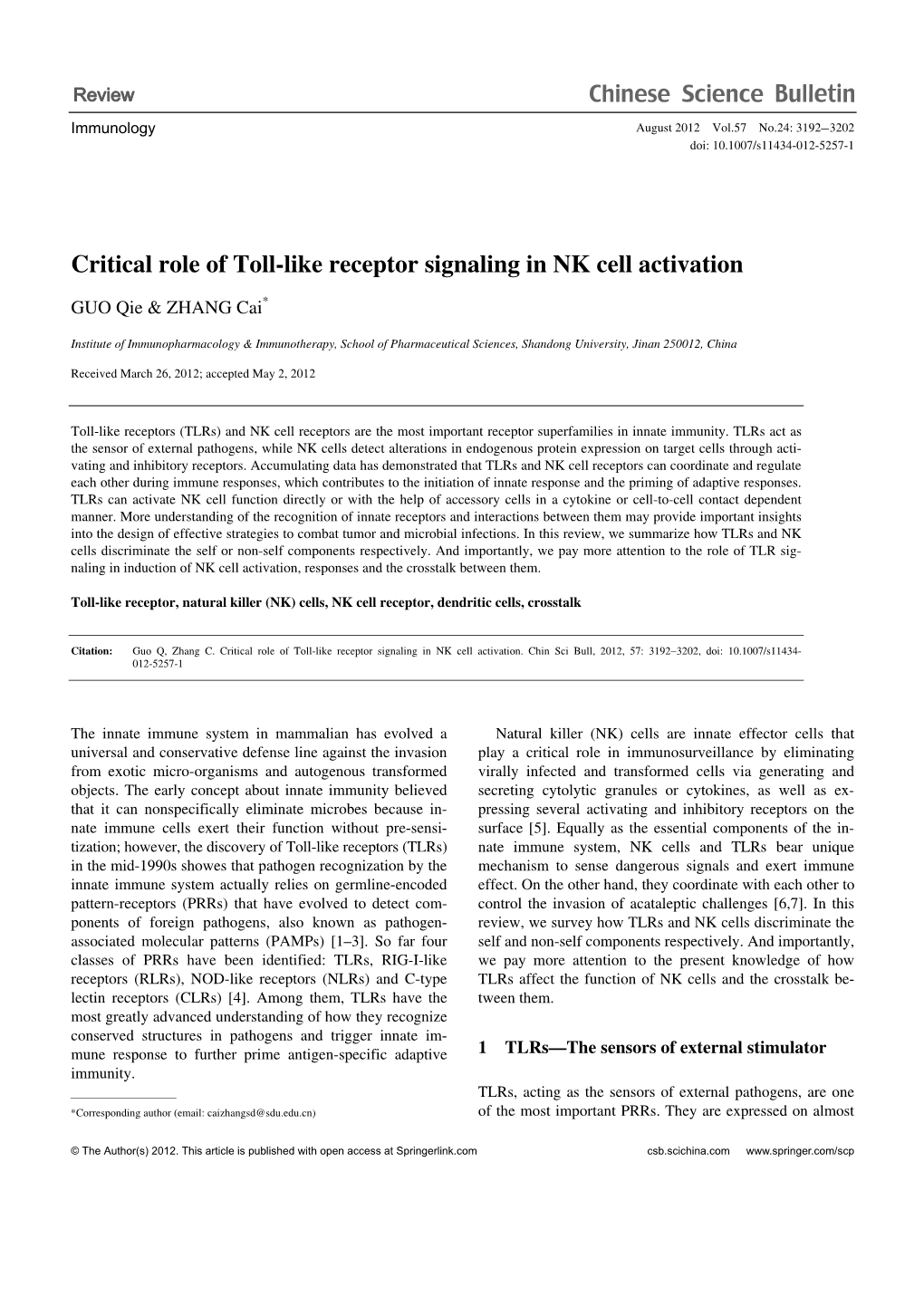 Critical Role of Toll-Like Receptor Signaling in NK Cell Activation