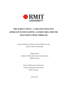 The Screen Novel: a Creative Practice Approach to Developing a Screen Idea for the Television Crime Thriller