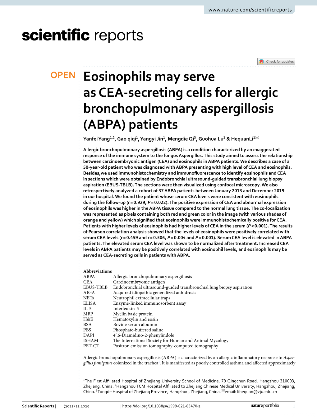 Eosinophils May Serve As CEA-Secreting Cells for Allergic