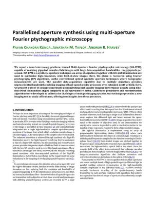 Parallelized Aperture Synthesis Using Multi-Aperture Fourier Ptychographic Microscopy