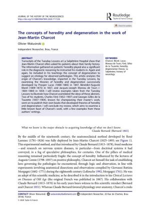 The Concepts of Heredity and Degeneration in the Work of Jean-Martin Charcot Olivier Walusinski