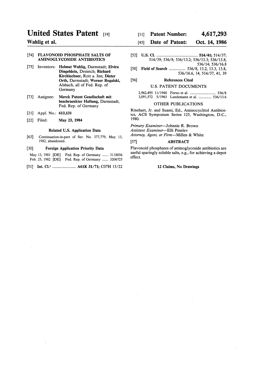 United States Patent [191 4,617,293