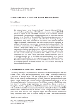 Status and Future of the North Korean Minerals Sector