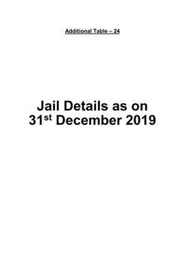 Jail Details As on 31St December 2019