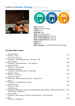 Ludacris Release Therapy Mp3, Flac, Wma
