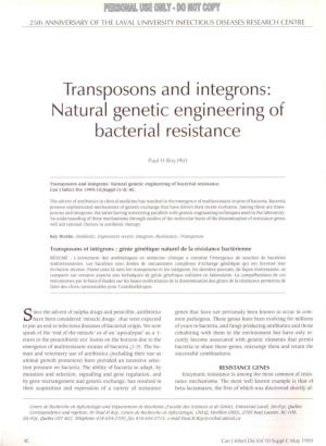 Transposons and Integrons: Natural Genetic Engineering of Bacterial Resistance