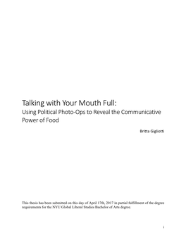 Talking with Your Mouth Full: Using Political Photo-Ops to Reveal the Communicative Power of Food