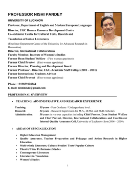 Professor Nishi Pandey