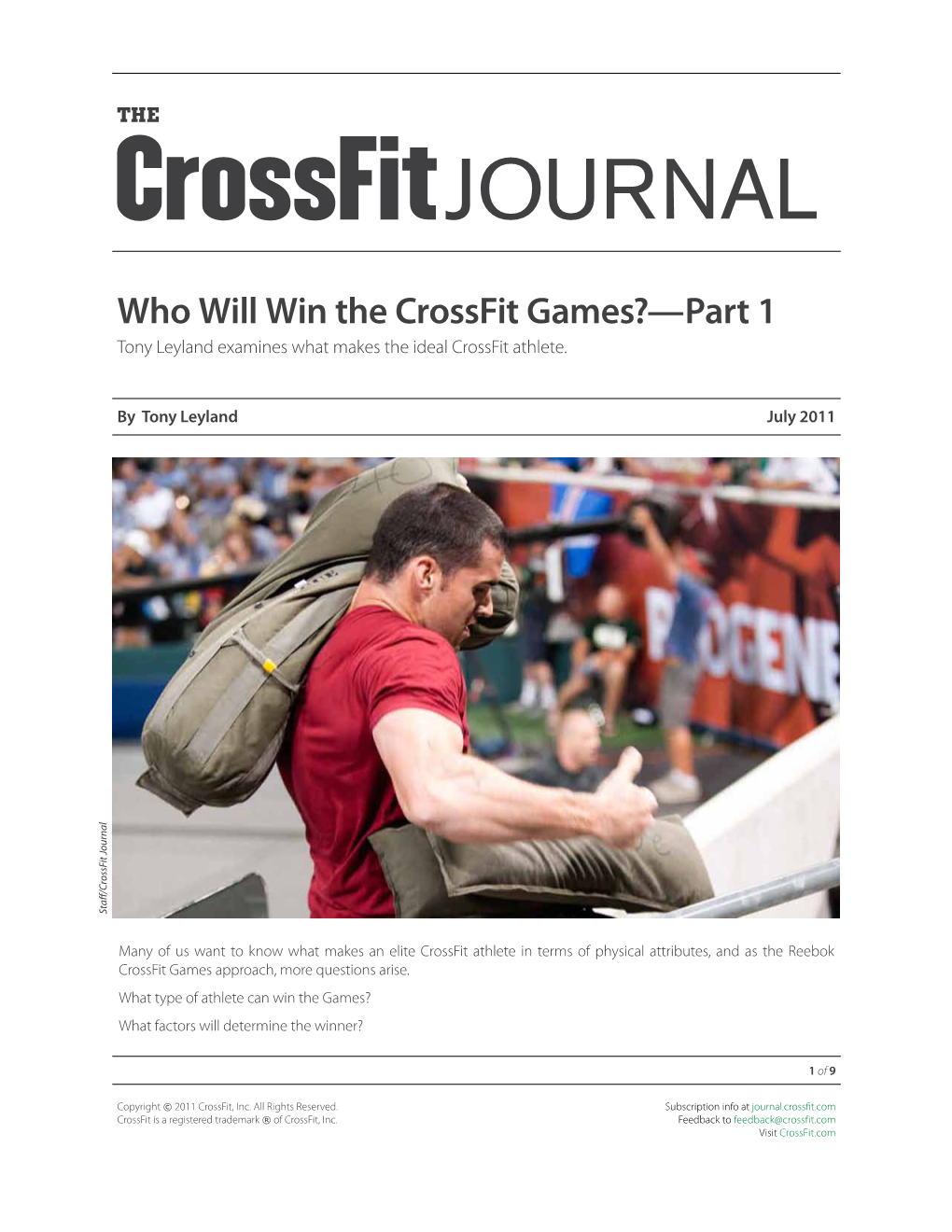 Who Will Win the Crossfit Games?—Part 1 Tony Leyland Examines What Makes the Ideal Crossfit Athlete