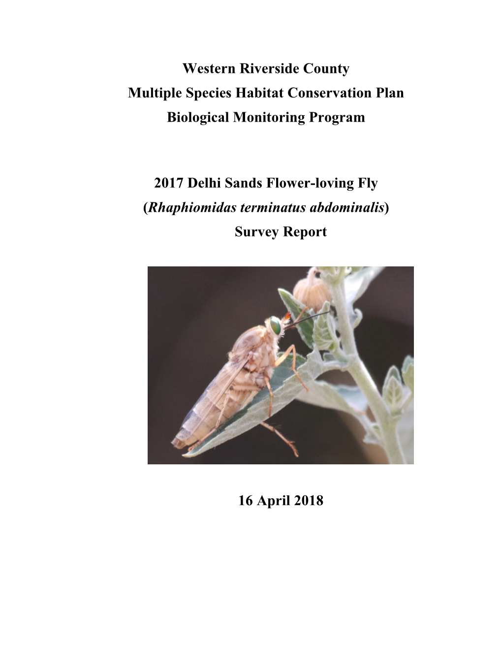 Delhi Sands Flowerloving Fly Survey Report 2017
