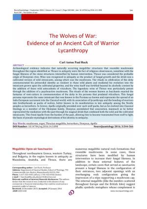 The Wolves of War: Evidence of an Ancient Cult of Warrior Lycanthropy