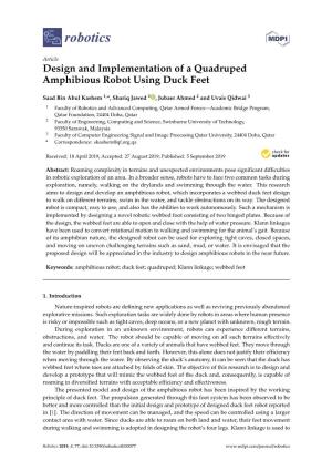 Design and Implementation of a Quadruped Amphibious Robot Using Duck Feet