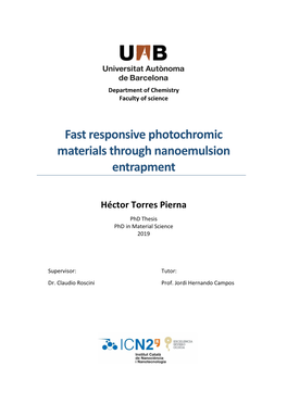 Fast Responsive Photochromic Materials Through Nanoemulsion Entrapment