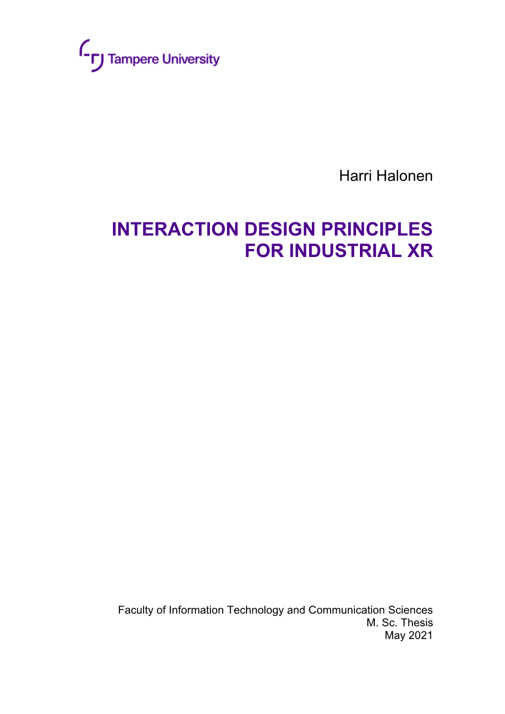 Interaction Design Principles for Industrial Xr