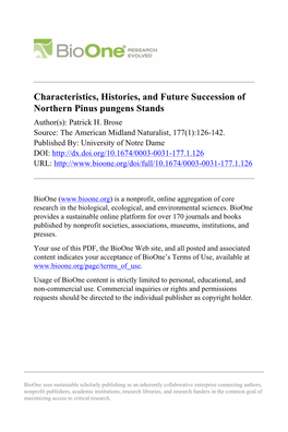 Characteristics, Histories, and Future Succession of Northern Pinus Pungens Stands Author(S): Patrick H