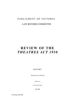 Review of the Theatres Act 1958