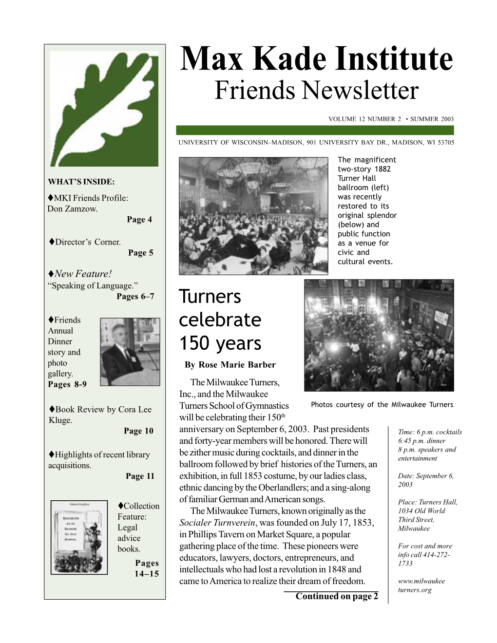 Newsletter Summer 2003