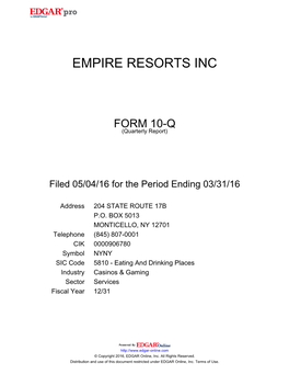 Empire Resorts Inc