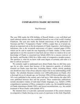 Comparative Chadic Revisited
