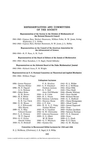 Representatives and Committees of the Society