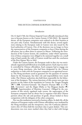 THE DUTCH-CHINESE-EUROPEAN TRIANGLE Introduction on 12 April