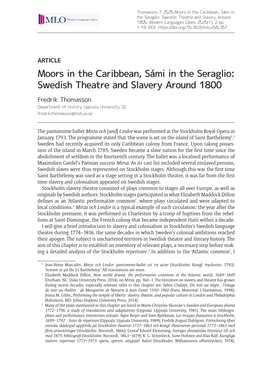 Moors in the Caribbean, Sámi in the Seraglio: Swedish Theatre and Slavery Around 1800