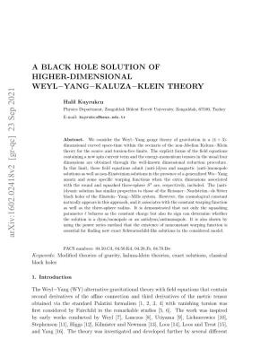 A Black Hole Solution of Higher-Dimensional Weyl-Yang