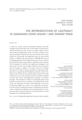 Wizerunkowa Legitimizacja Władzy Na Monetach Sasanidów (Za Kavada I I Zamaspa)
