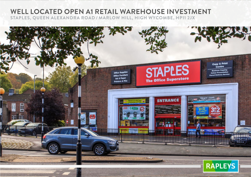 Well Located Open A1 Retail Warehouse Investment Staples, Queen Alexandra Road / Marlow Hill, High Wycombe, Hp11 2Jx Staples: High Wycombe 2