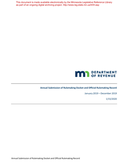 2020 Annual Rulemaking Docket and Official Rulemaking Record