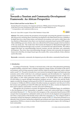 Towards a Tourism and Community-Development Framework: an African Perspective