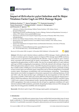 Impact of Helicobacter Pylori Infection and Its Major Virulence Factor Caga on DNA Damage Repair