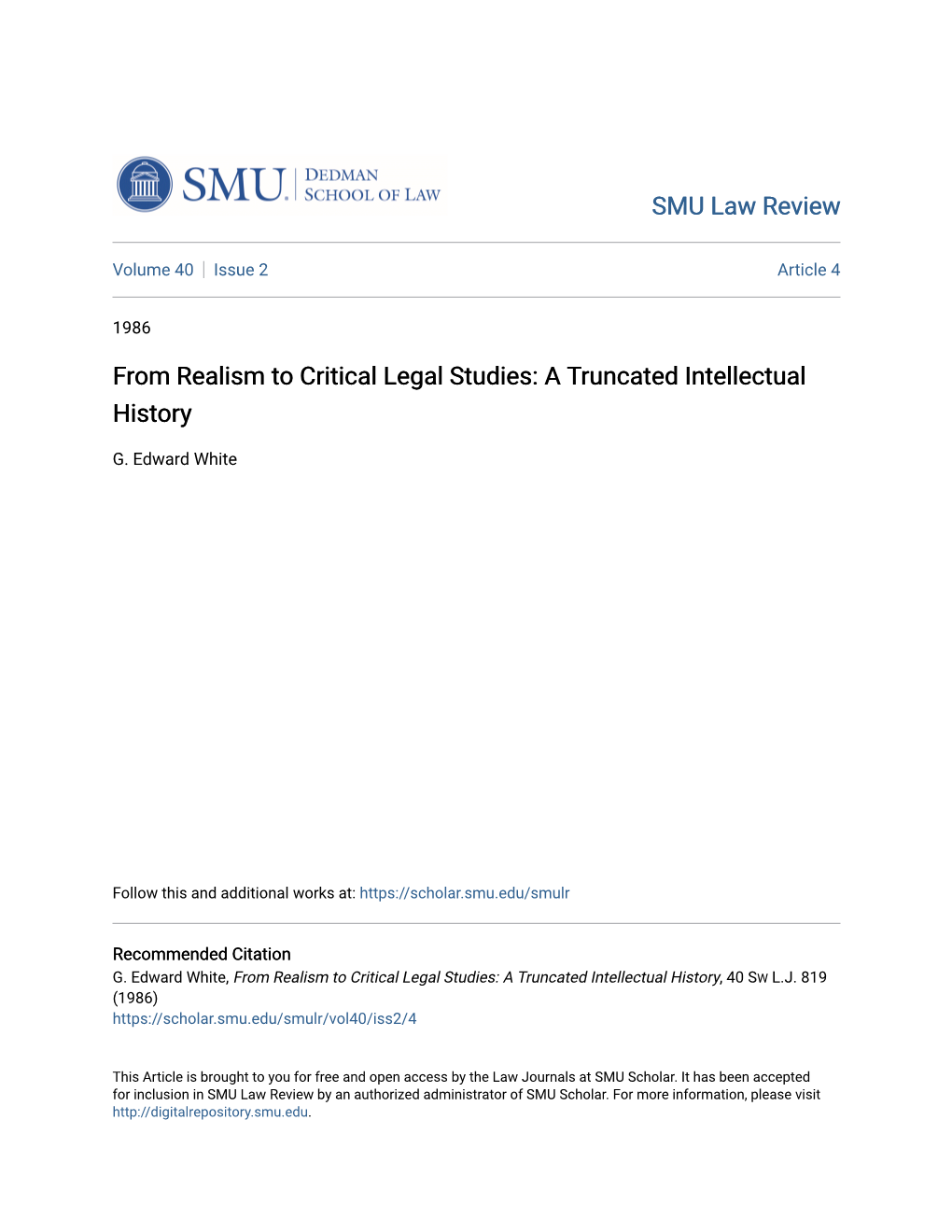 From Realism to Critical Legal Studies: a Truncated Intellectual History