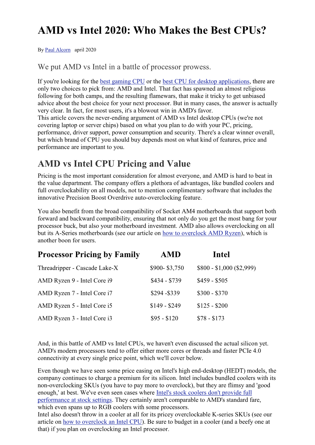 AMD Vs Intel 2020: Who Makes the Best Cpus?