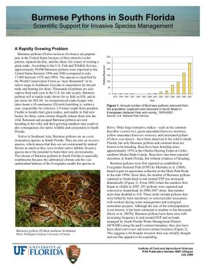 'Burmese Pythons in South Florida Scientific Support for Invasive Species Management' (.Pdf)