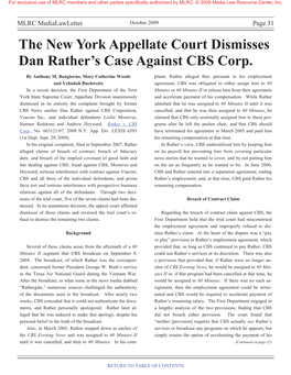 The New York Appellate Court Dismisses Dan Rather's Case