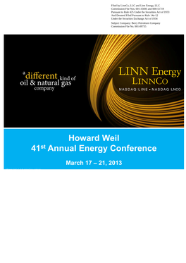 Filed by Linnco, LLC and Linn Energy, LLC Commission File Nos