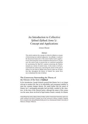 An Introduction to Collective Ijtihad (Ijtihad Jama‘I): Concept and Applications