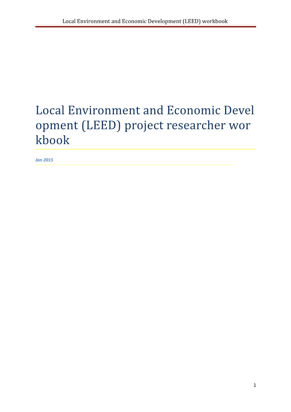 Economy Environment Toolkit for Leps Draft 1