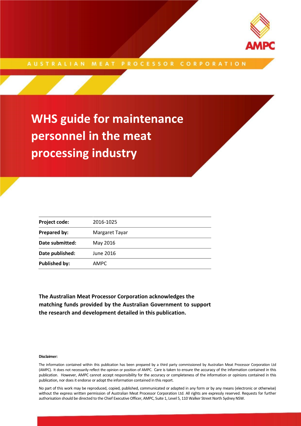 WHS Guide for Maintenance Personnel in the Meat Processing Industry