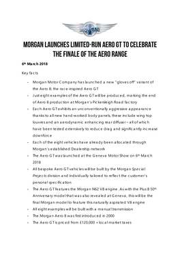 Morgan Launches Limited-Run Aero GT to Celebrate the Finale of the Aero Range